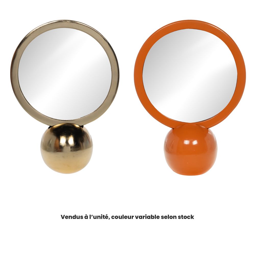 Miroir rétro en métal, coloris variable - H.28cm