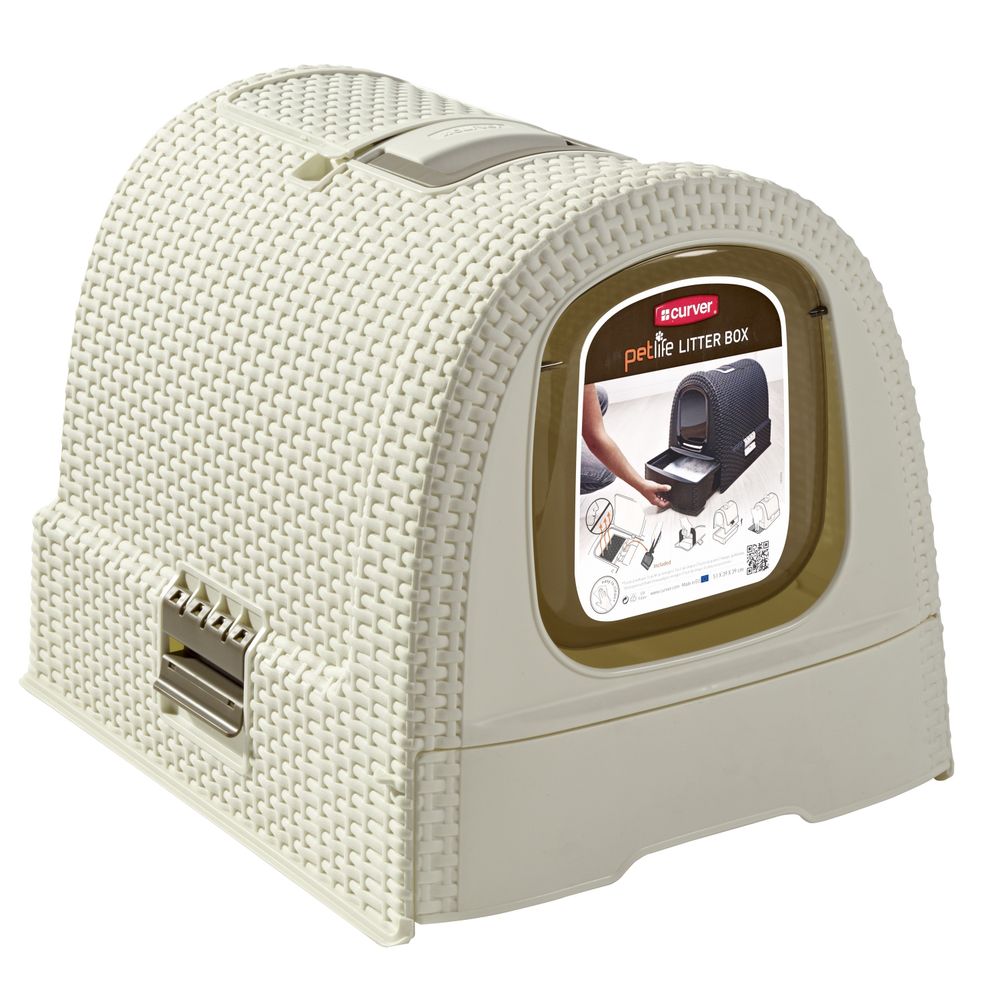 Maison de toilette pour chat, coloris ivoire - H.40cm
