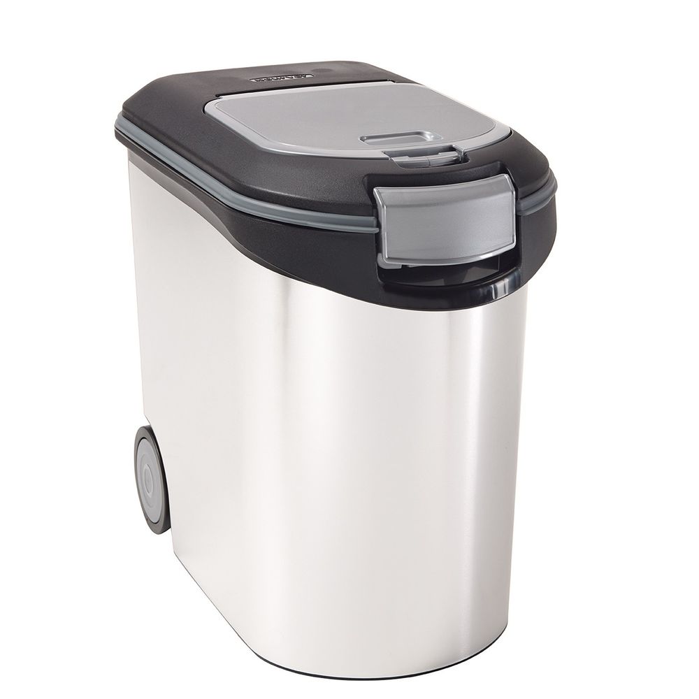 Conteneur à croquettes pour chien et chat, aspect métal - 35L/12kg