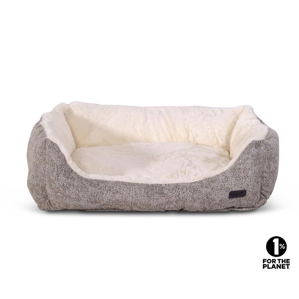 Panier carré pour chien 'Alys', coloris beige/blanc - 75x23cm