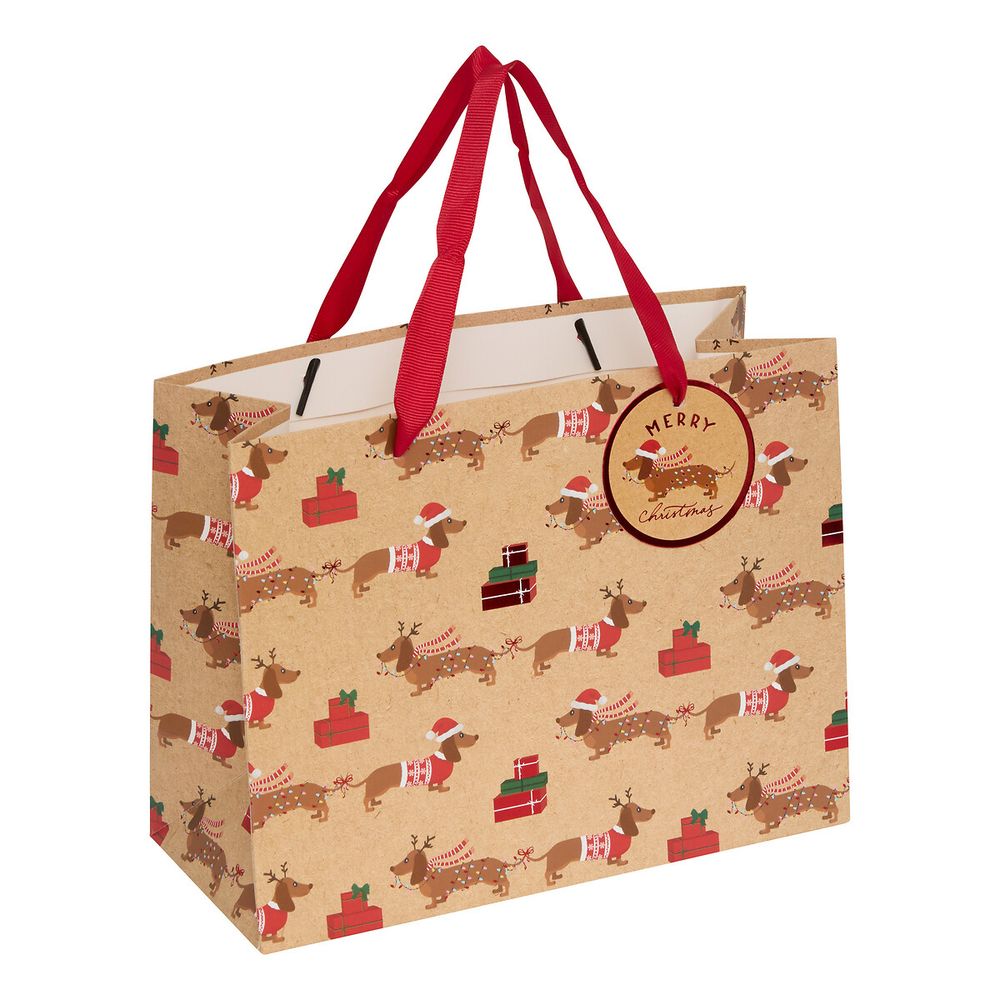 Sac cadeau de noël motif chien petit modèle