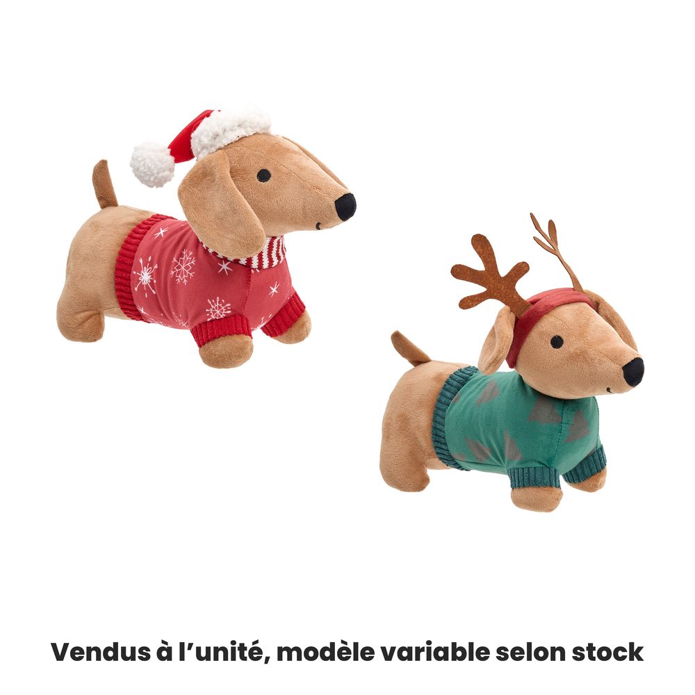 Peluche de Noël : teckel, modèles variables - L.30cm