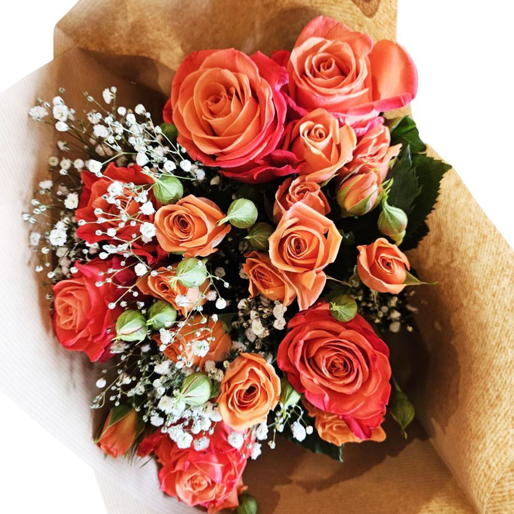 Bouquet de fleurs ''Rosophila Premium'', coloris orange - 20 tiges