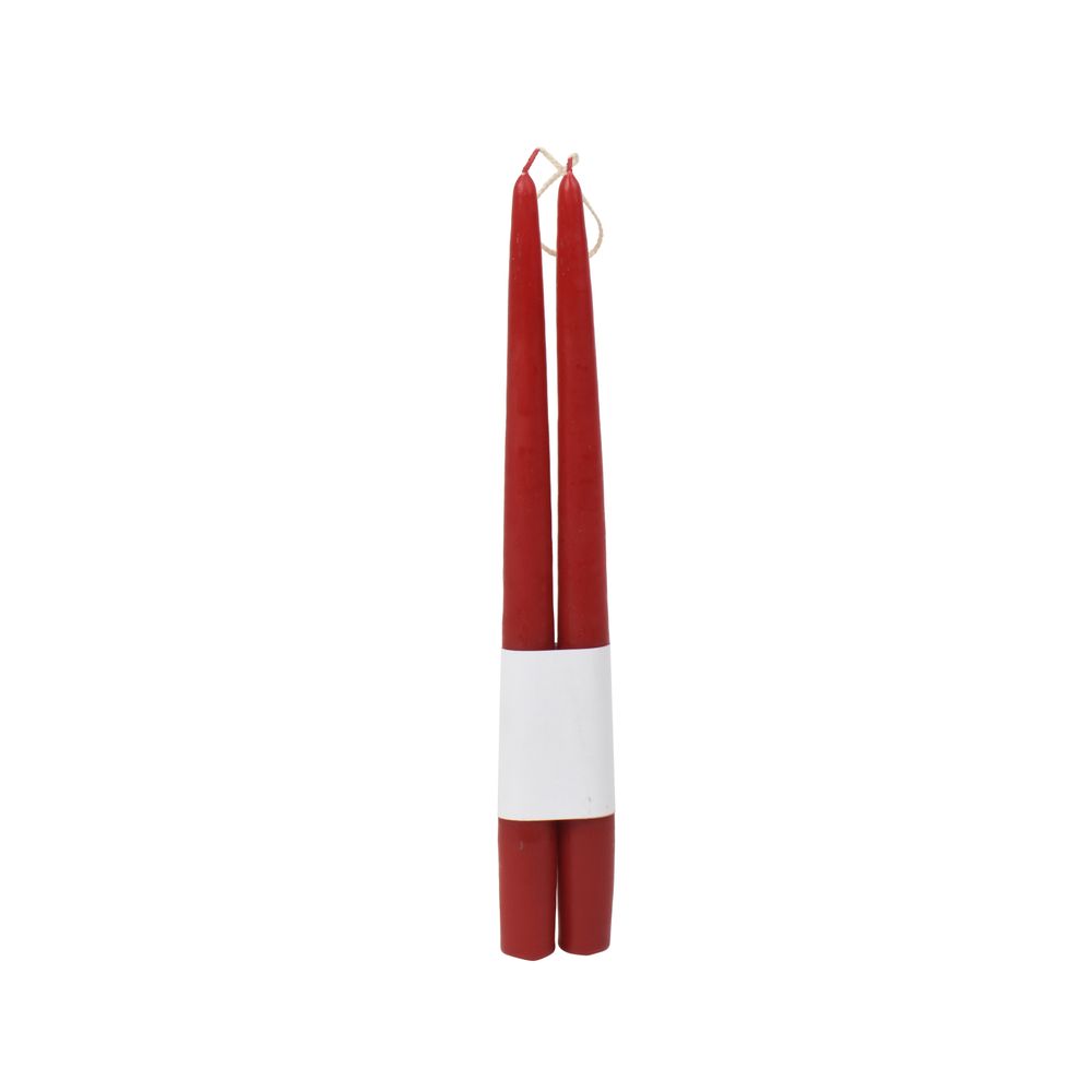 Lot de 2 bougies cierges en paraffine - H. 32 cm rouge