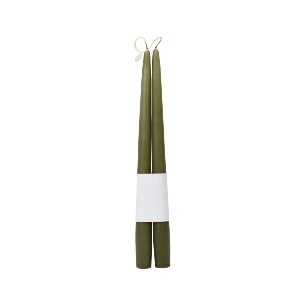 Lot de 2 bougies cierges en paraffine - H. 32 cm vert