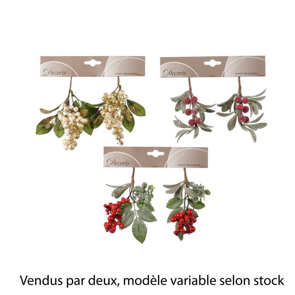 Branches de houx x2 – 3 coloris assortis