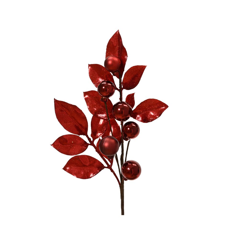 Branche pailletée bordeaux,H.36cm