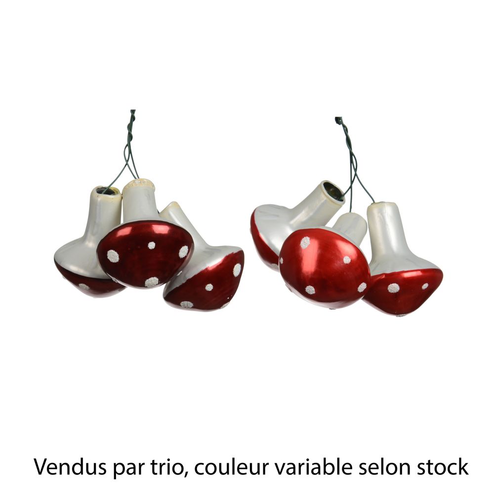 Champignon en verre à pois blancs – 2 coloris assortis, H.4cm