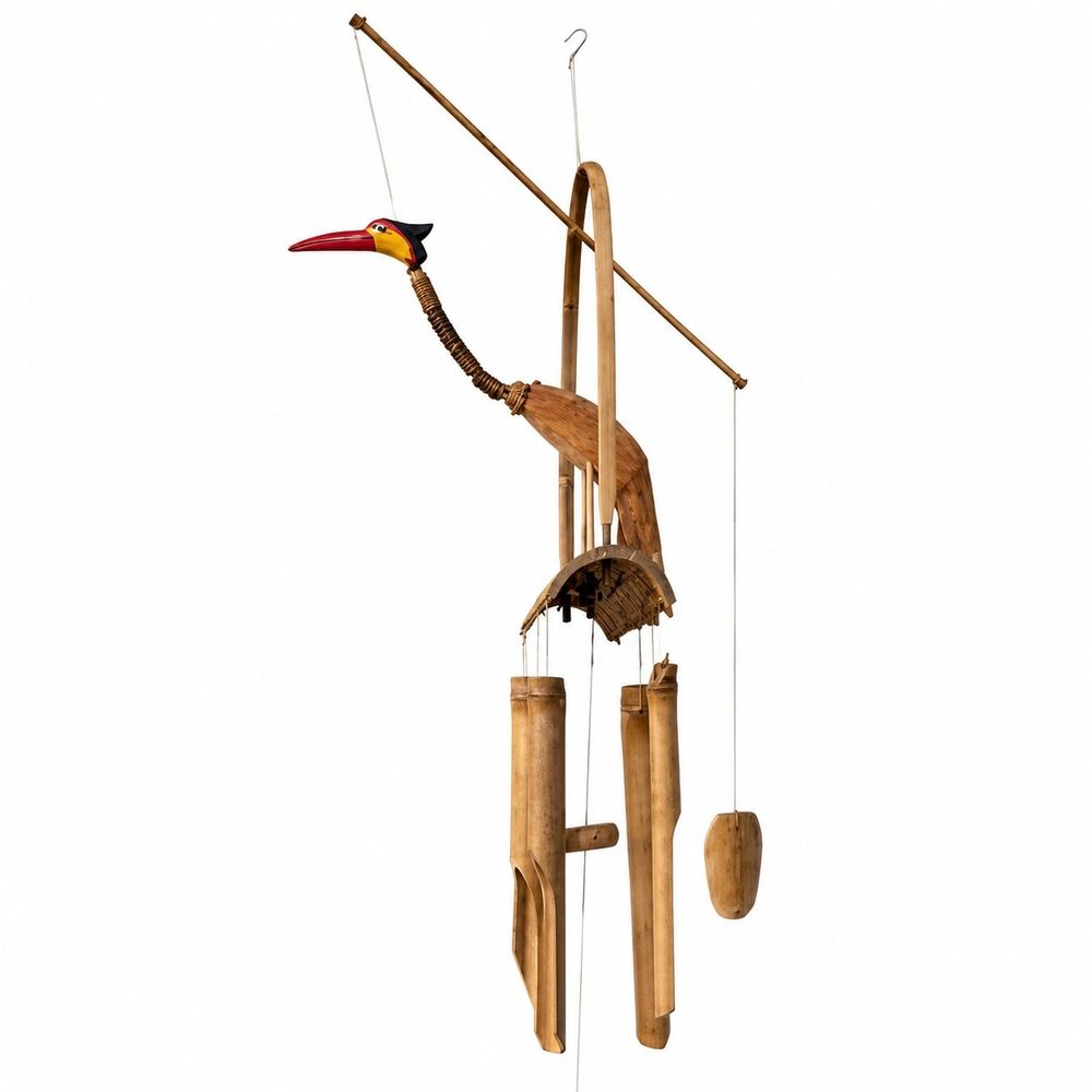 Carillon oiseau en bambou l.38xH.90cm