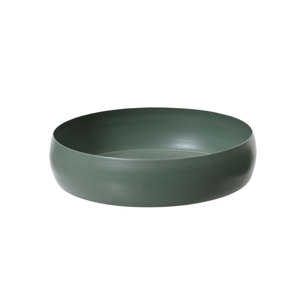 Assiette/plateau en fer, coloris vert - D.22x5,5cm