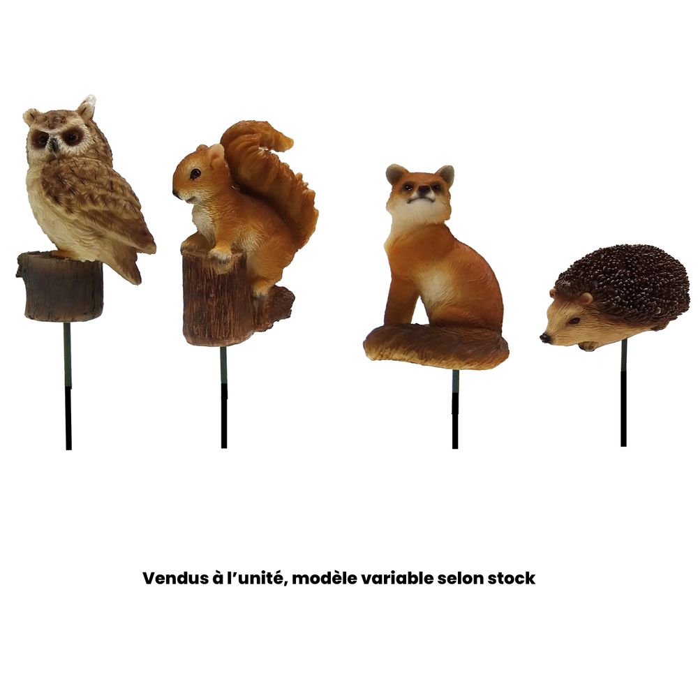 Lot de 4 animaux en polyrésine sur pique - H.15cm