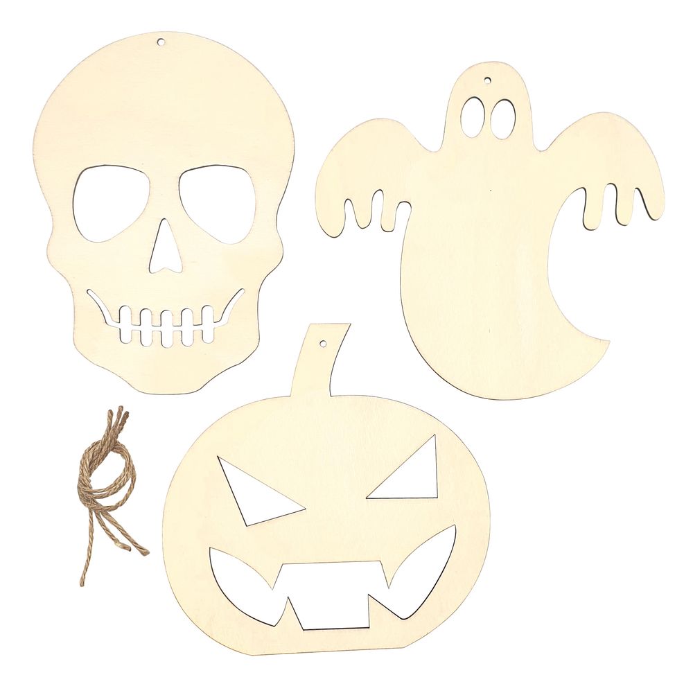 Formes en bois à suspendre pour Halloween - 3 pièces