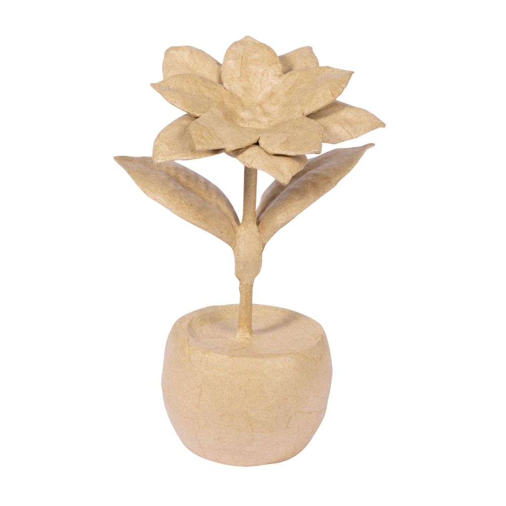 Poinsettia en pot en papier mâché à décorer - H.18,5cm