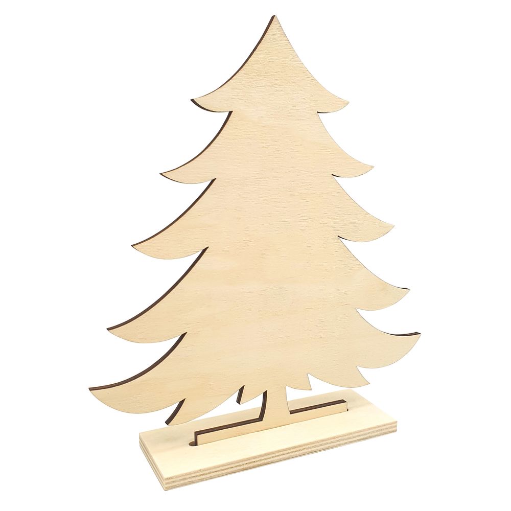 Sapin en bois à poser, coloris naturel - H.19cm