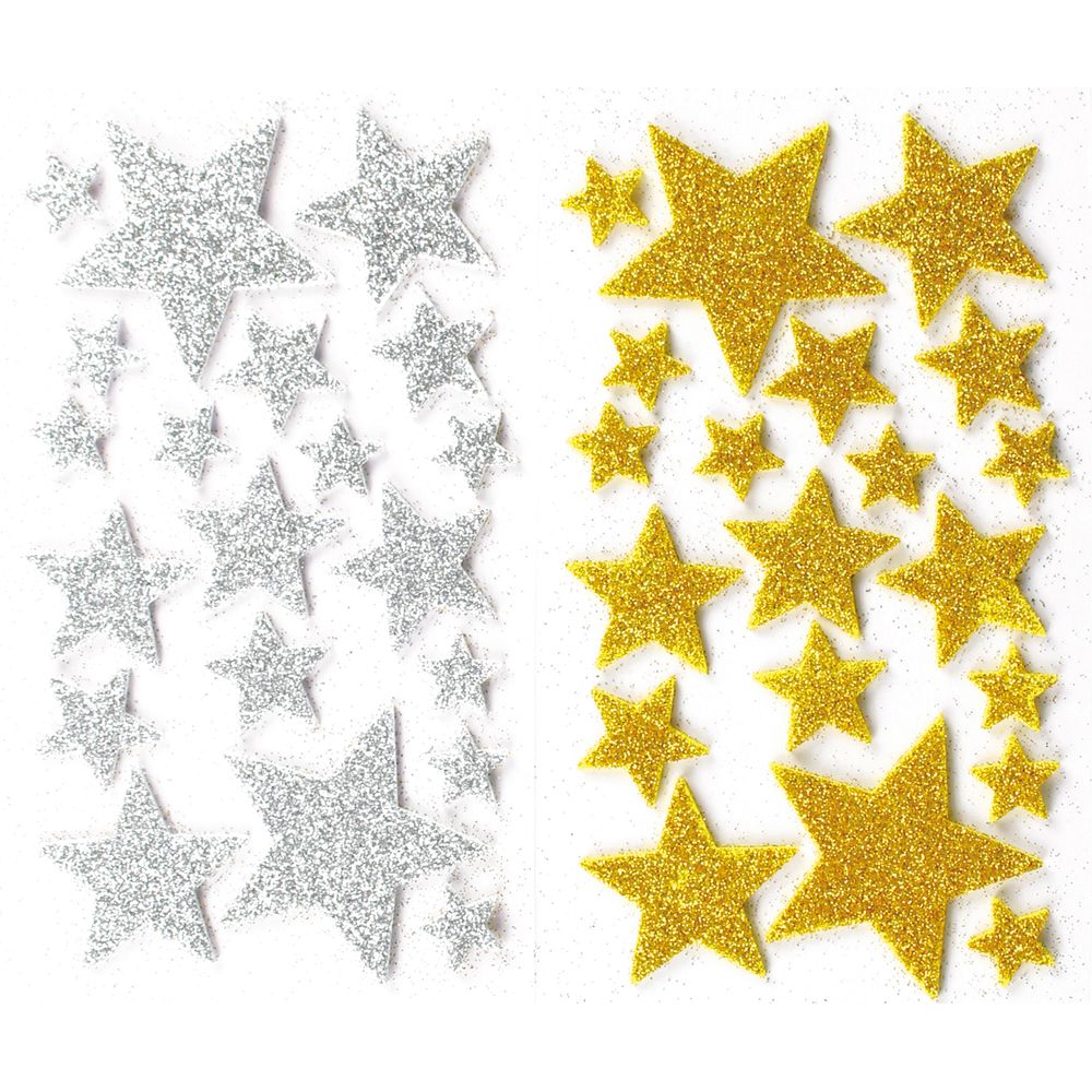 Sachet de stickers 'Étoile', coloris or/argent - 40 pièces