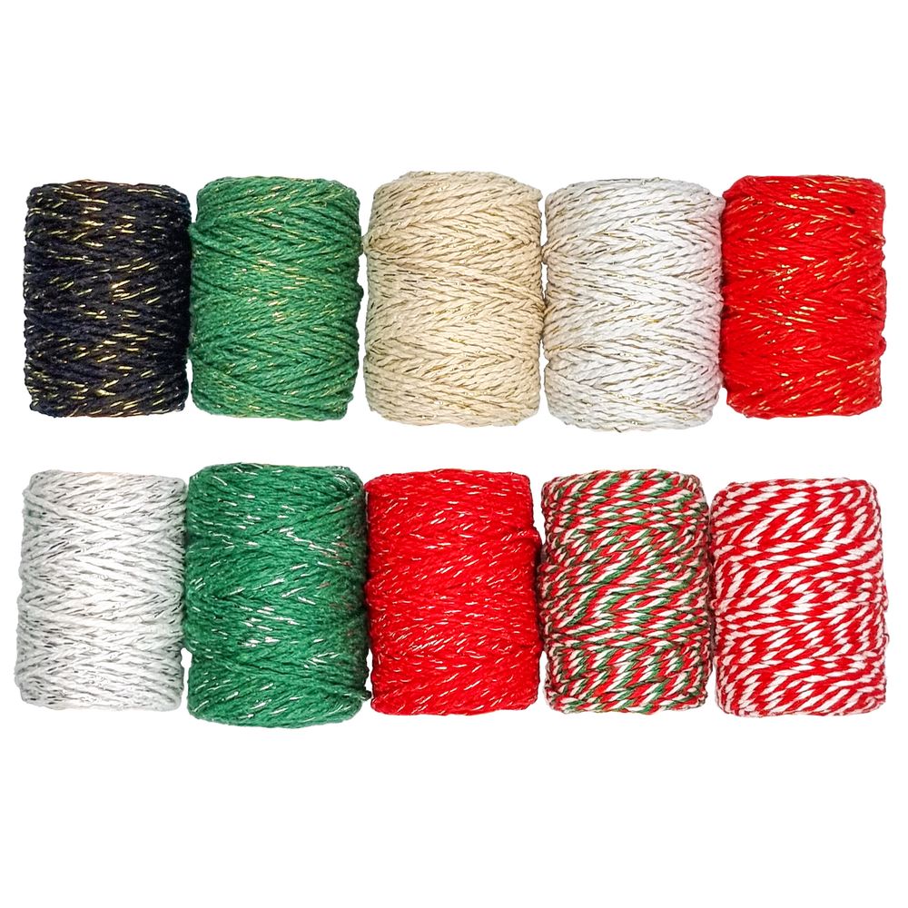 Ficelles en coton pour Noël, coloris mixte - 40 pièces