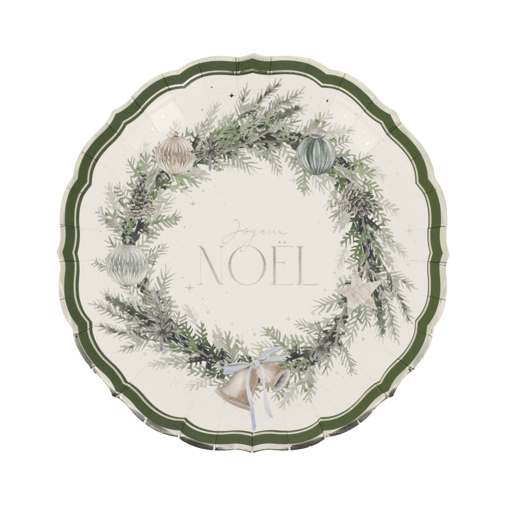 8 assiettes 'Joyeux Noël au chalet', en carton - D.23cm