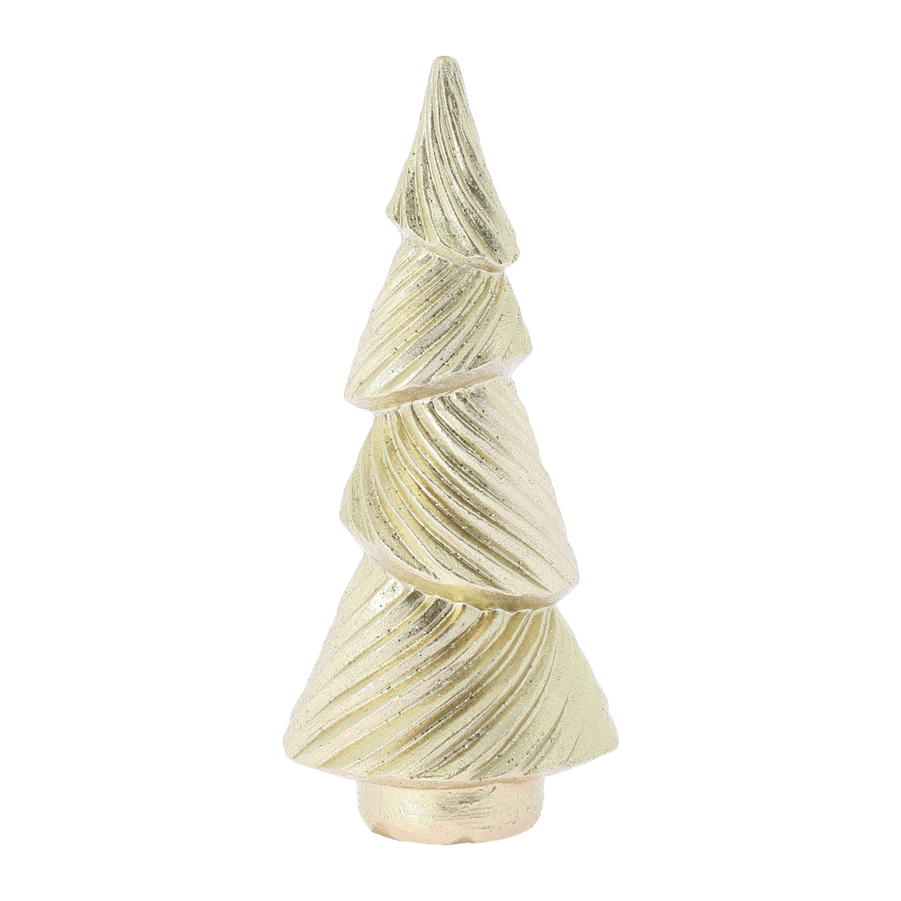 Sapin raffiné en résine et paillettes or - D.8x18cm