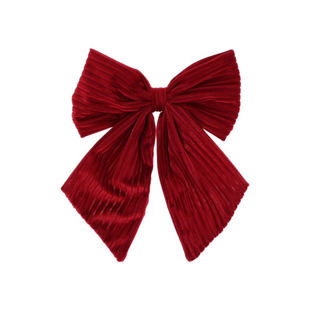 Nœud en velours côtelé, coloris rouge cerise - 17,5x23cm