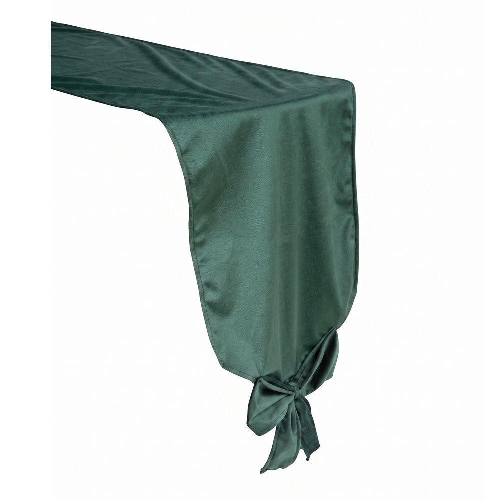Chemin de table avec bouts de table nœuds en velours vert - 35x240cm