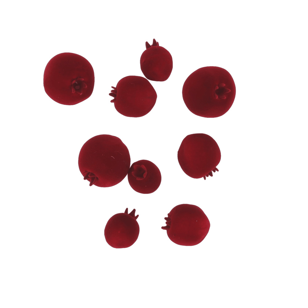 Grenades en velours bordeaux, de 3 à 5cm - 9 pièces
