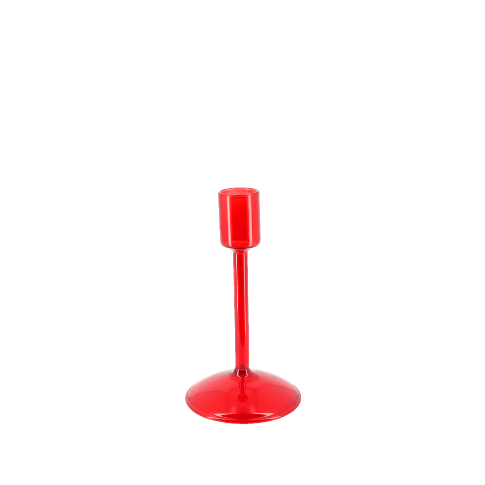 Bougeoir Élégance en verre, coloris rouge - D.8,5x15cm