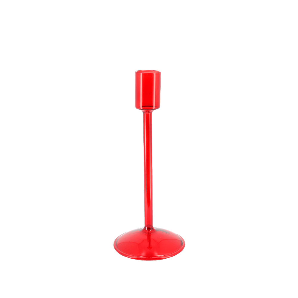 Bougeoir Élégance en verre, coloris rouge - D.8,5x20cm