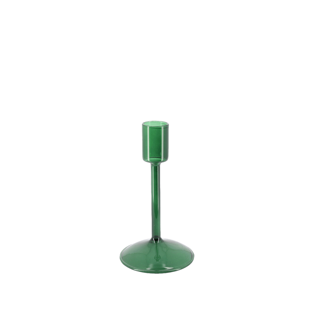 Bougeoir Élégance en verre, coloris vert anglais - D.8,5x15cm