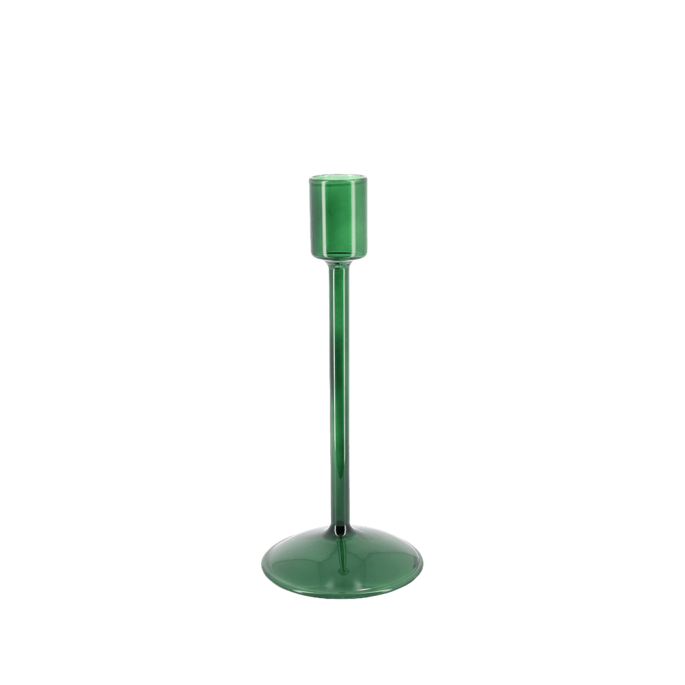 Bougeoir Élégance en verre, coloris vert anglais - D.8,5x20cm