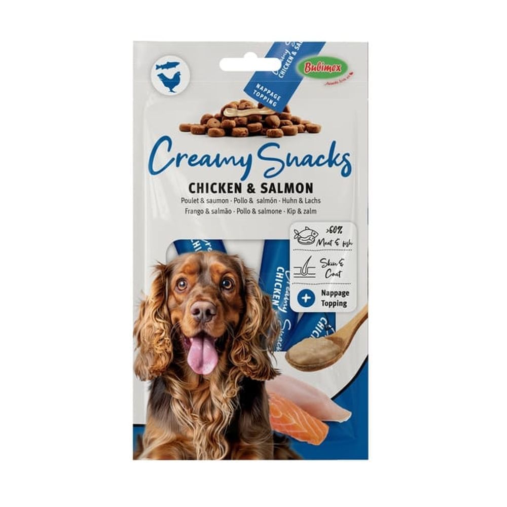 Friandise pour chien, Creamy Snacks au poulet et au saumon, x4