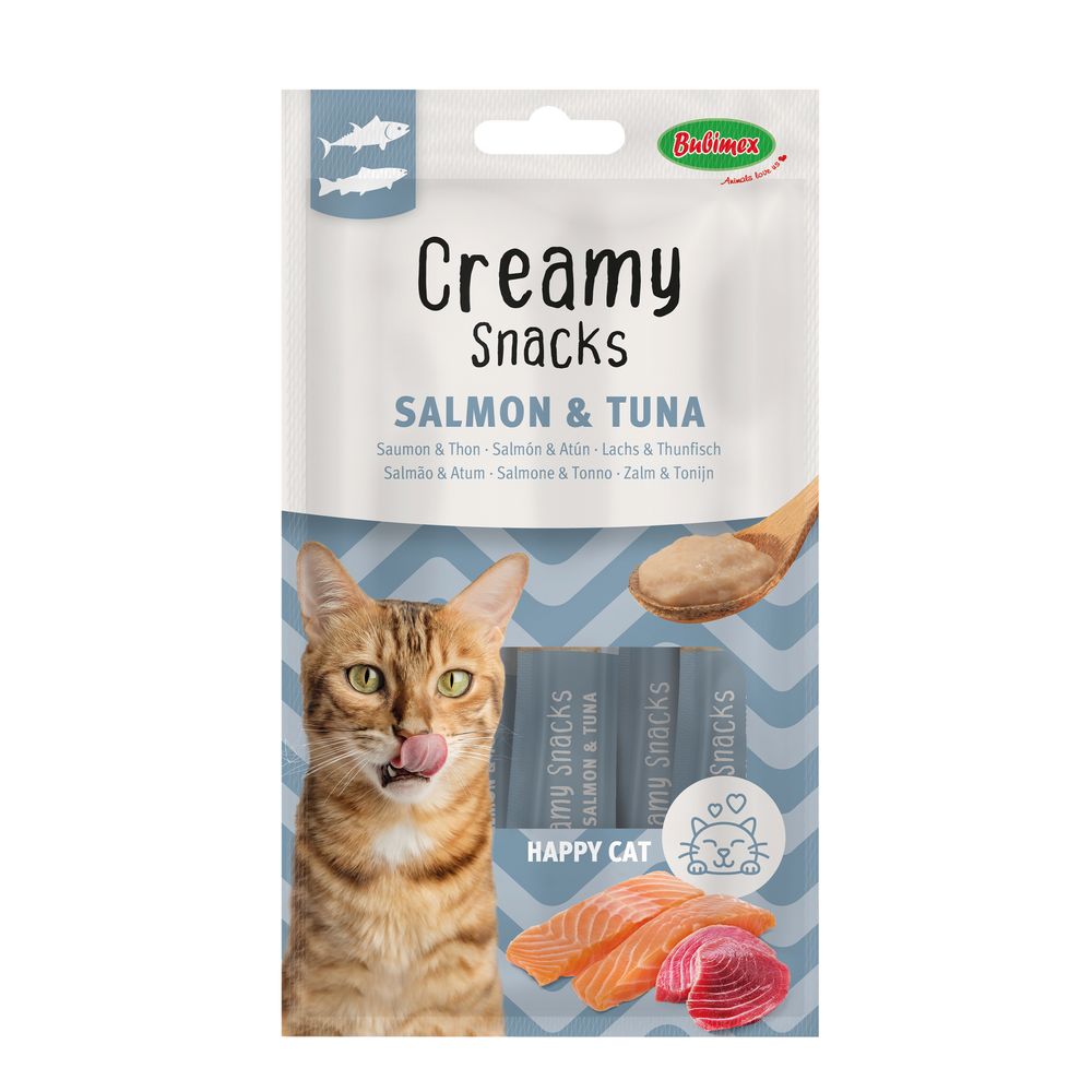 Friandise à lécher pour chat 'Creamy snacks', thon et saumon - x4