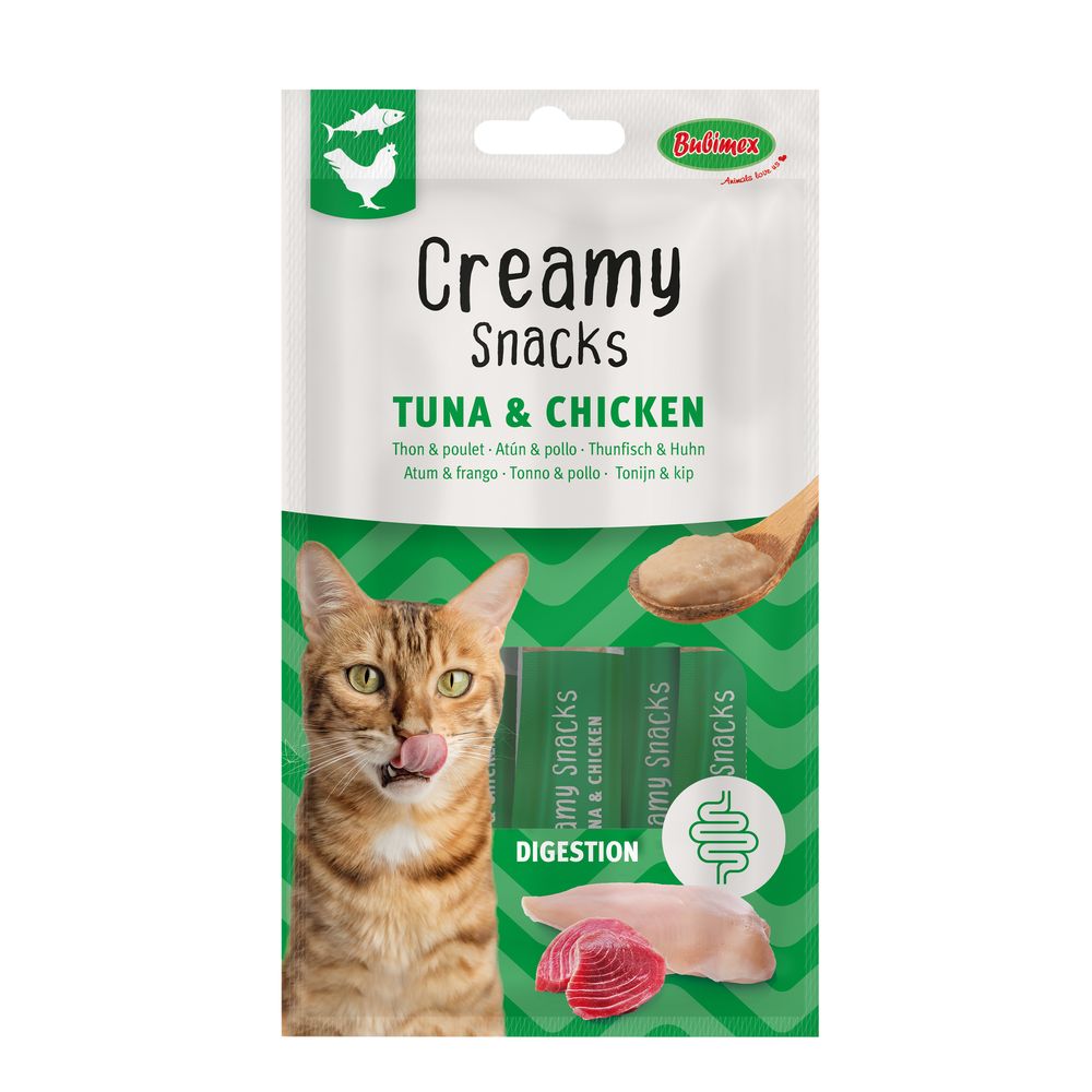 Friandise à lécher pour chat 'Creamy snacks', poulet et thon - x4