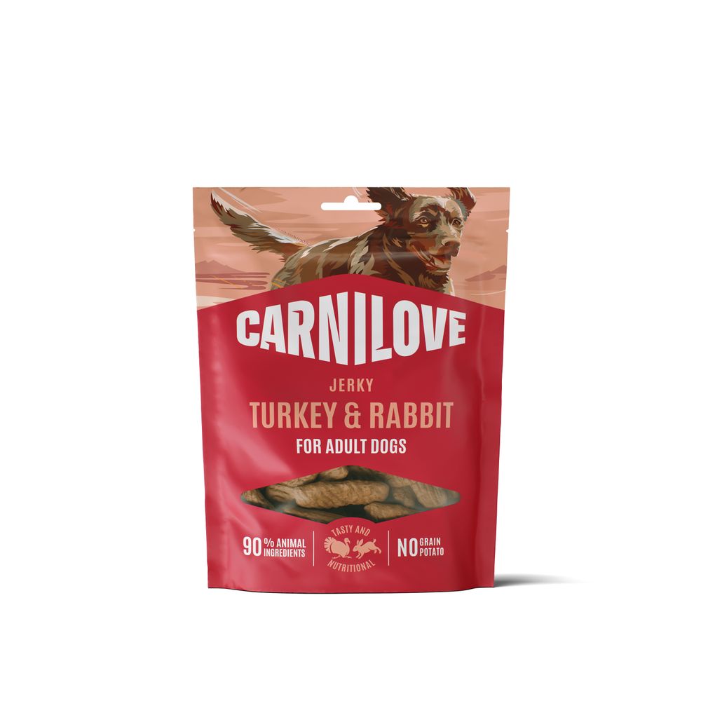 Friandises pour chien 'Jerky', à la dinde et au lapin - 100g