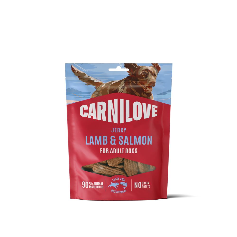 Friandises pour chien 'Jerky', à l’agneau et au saumon - 100g