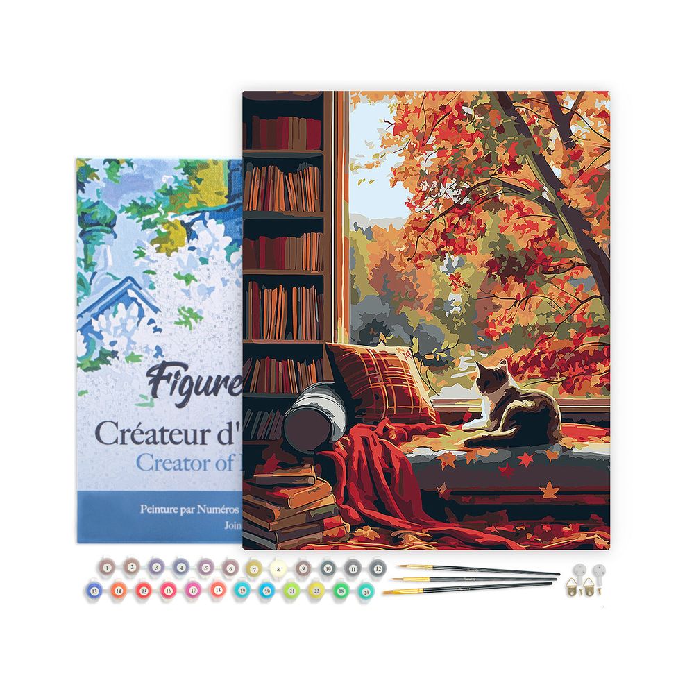 Kit de peinture par numéros 'Chat en automne' - L.50xl.40cm