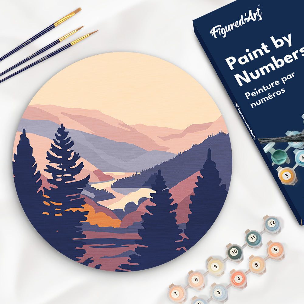 Peinture par numéros sur disque 'Vallée d'automne' - D.30cm