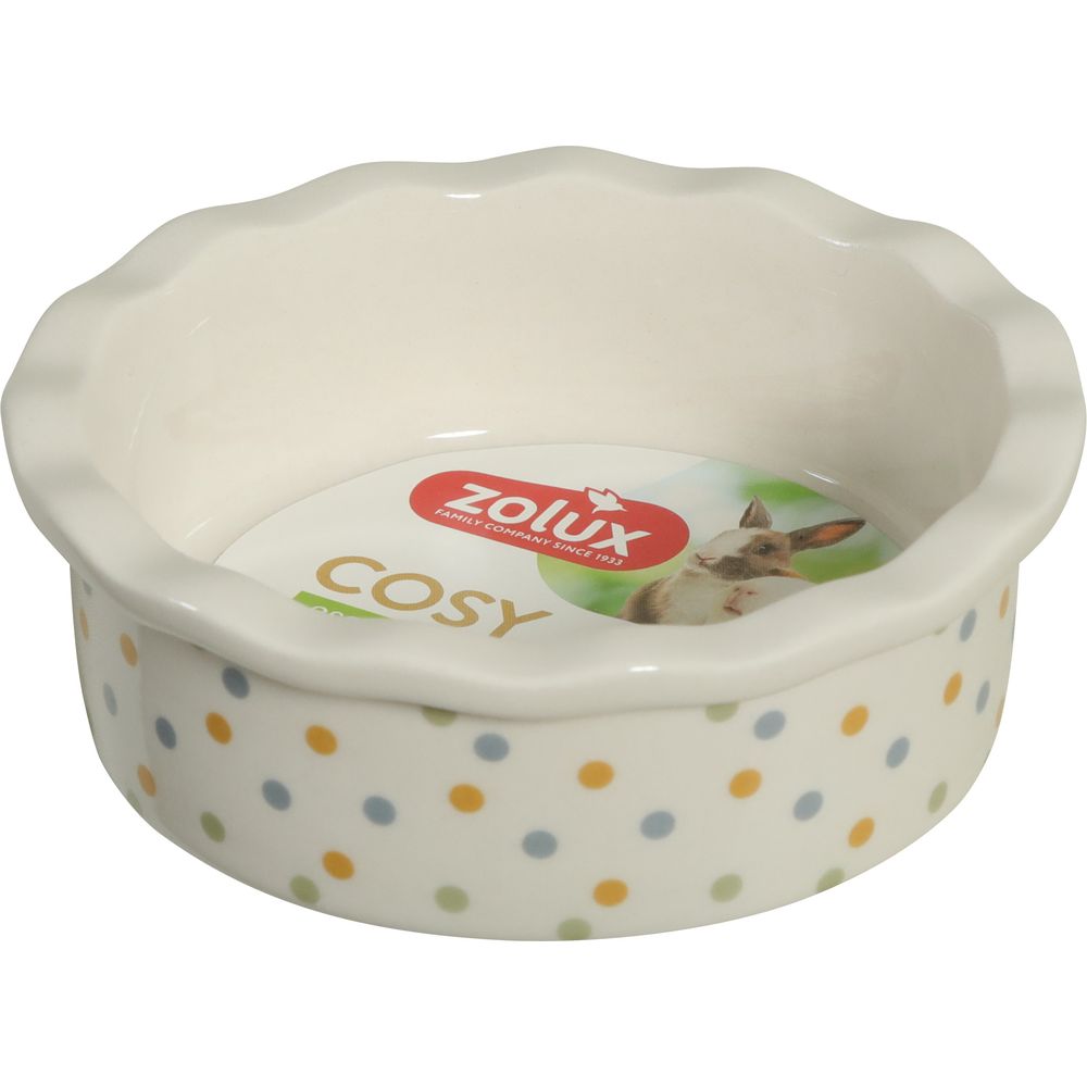 Écuelle en céramique pour petits mammifères, gamme Cosy – pois, 100 ml