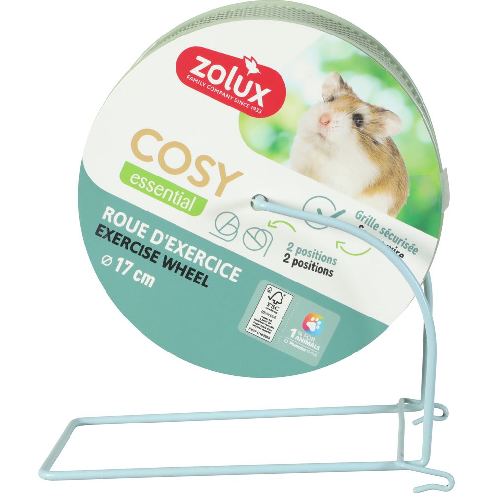 Roue d'exercice en métal avec pied pour hamster moyen, Cosy – Ø 17 cm