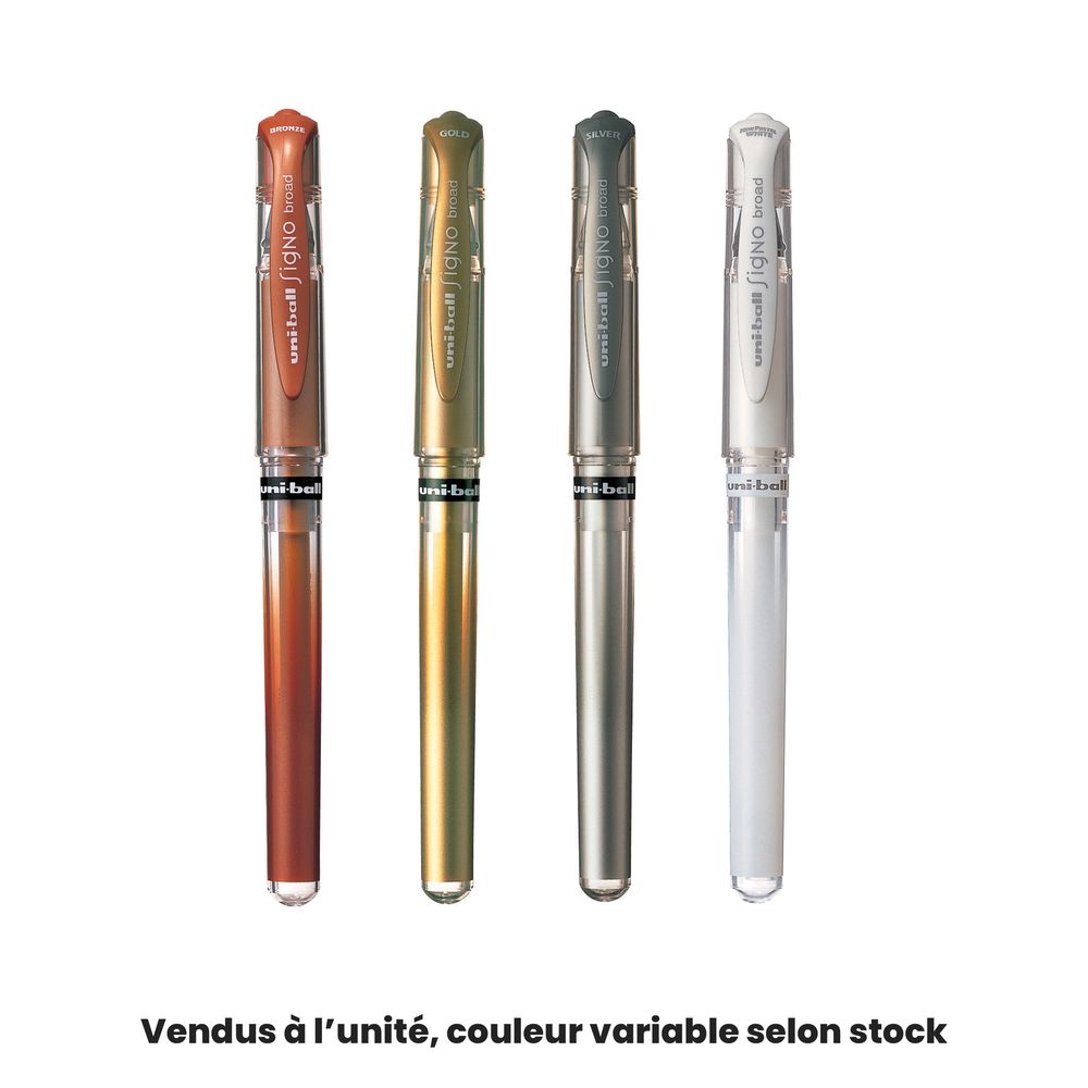 Pochette de 4 rollers Signo, encre gel métallisé : pointe large 1mm