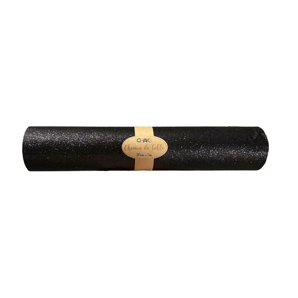 Chemin de table pailleté, coloris noir - L.500xl.30cm