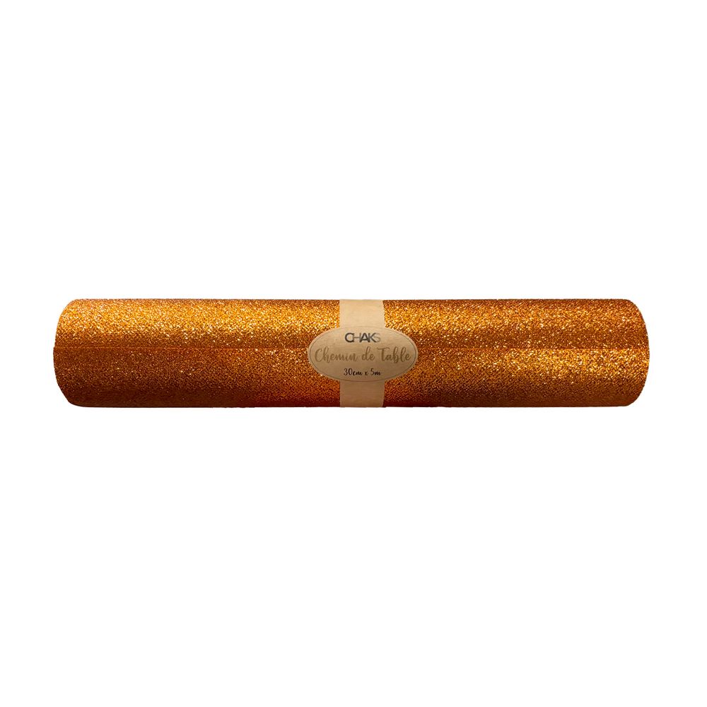 Chemin de table pailleté, coloris orange - L.500xl.30cm