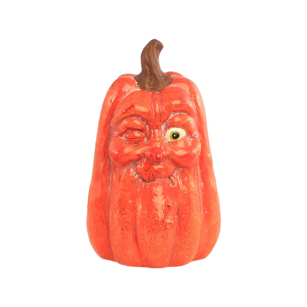 Citrouille visage clin d'œil, coloris orange - H.16cm