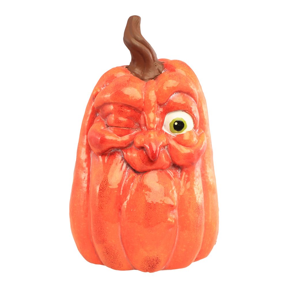 Citrouille visage clin d'œil, coloris orange - H.32cm