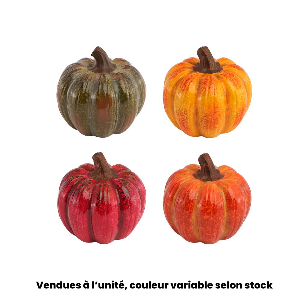Lot de 4 citrouilles en terre cuite, coloris mixte - D.11cm