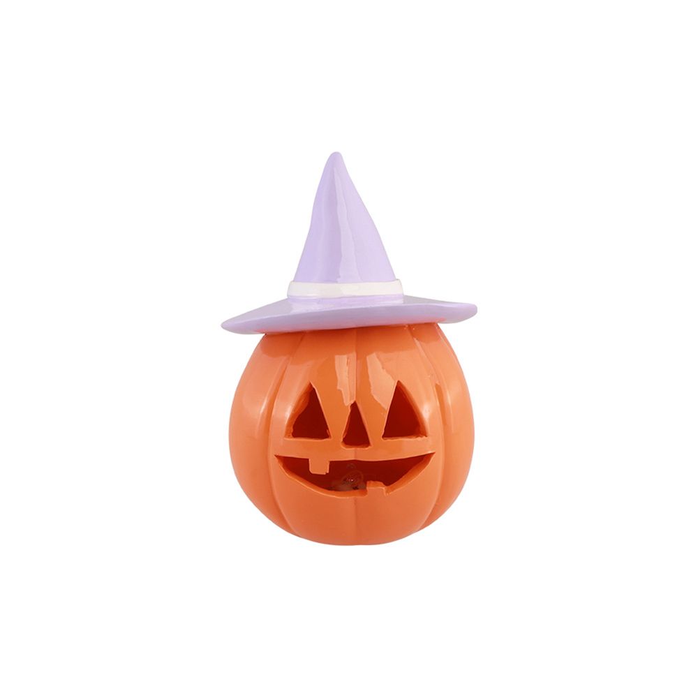 Citrouille avec chapeau lilas 'Summerween', coloris orange - H.12,5cm