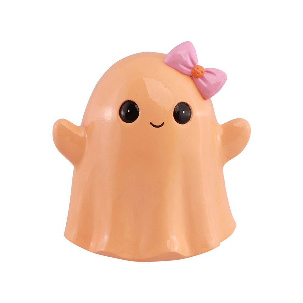 Fantôme souriant à poser 'Summerween', coloris orange - H.20cm