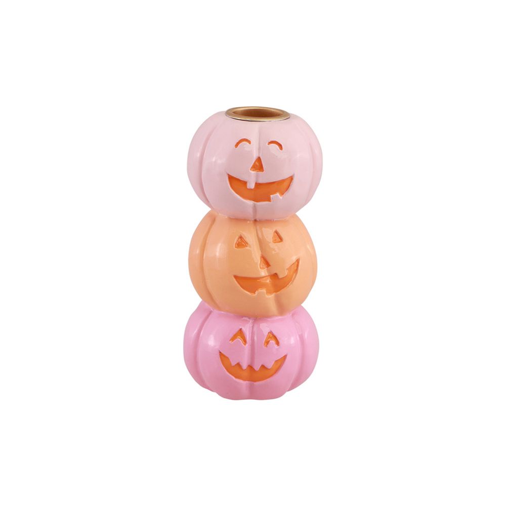 Bougeoir en résine, 3 citrouilles 'Summerween', coloris mixte - H.13cm
