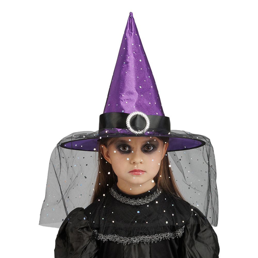 Déguisement enfant, chapeau de sorcière, coloris violet