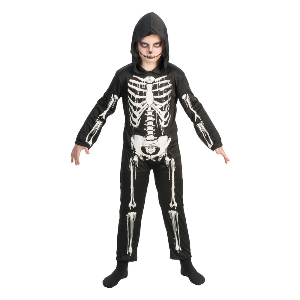 Combinaison de squelette pour enfant, noir/blanc - taille 140cm