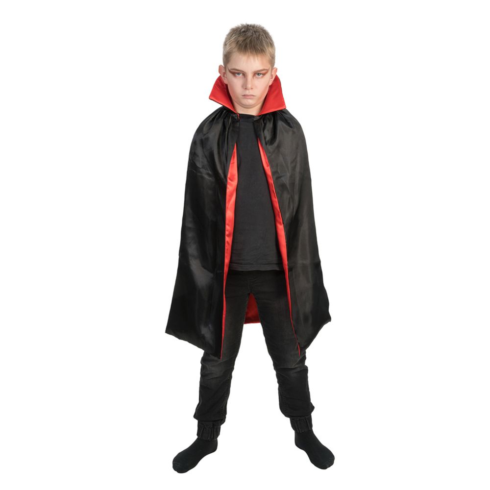 Déguisement enfant, cape réversible en satin, rouge/noir - L.75cm
